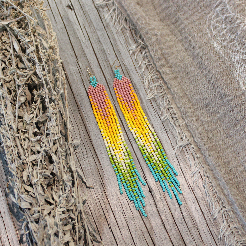 Ocean Sun Fringe Beaded Earrings — Art For The Nations